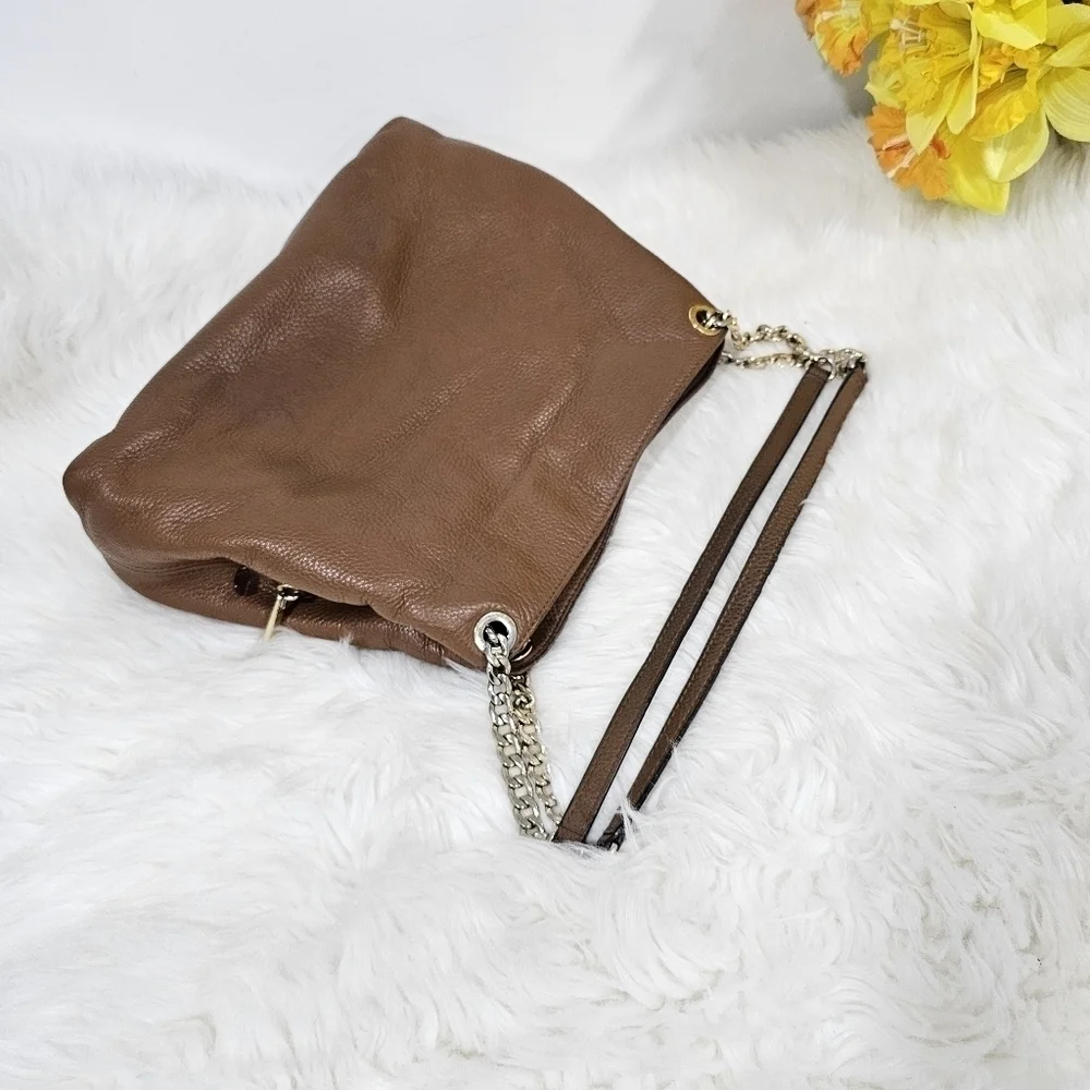 Michael Kors jet set large shoulder brown leather bag